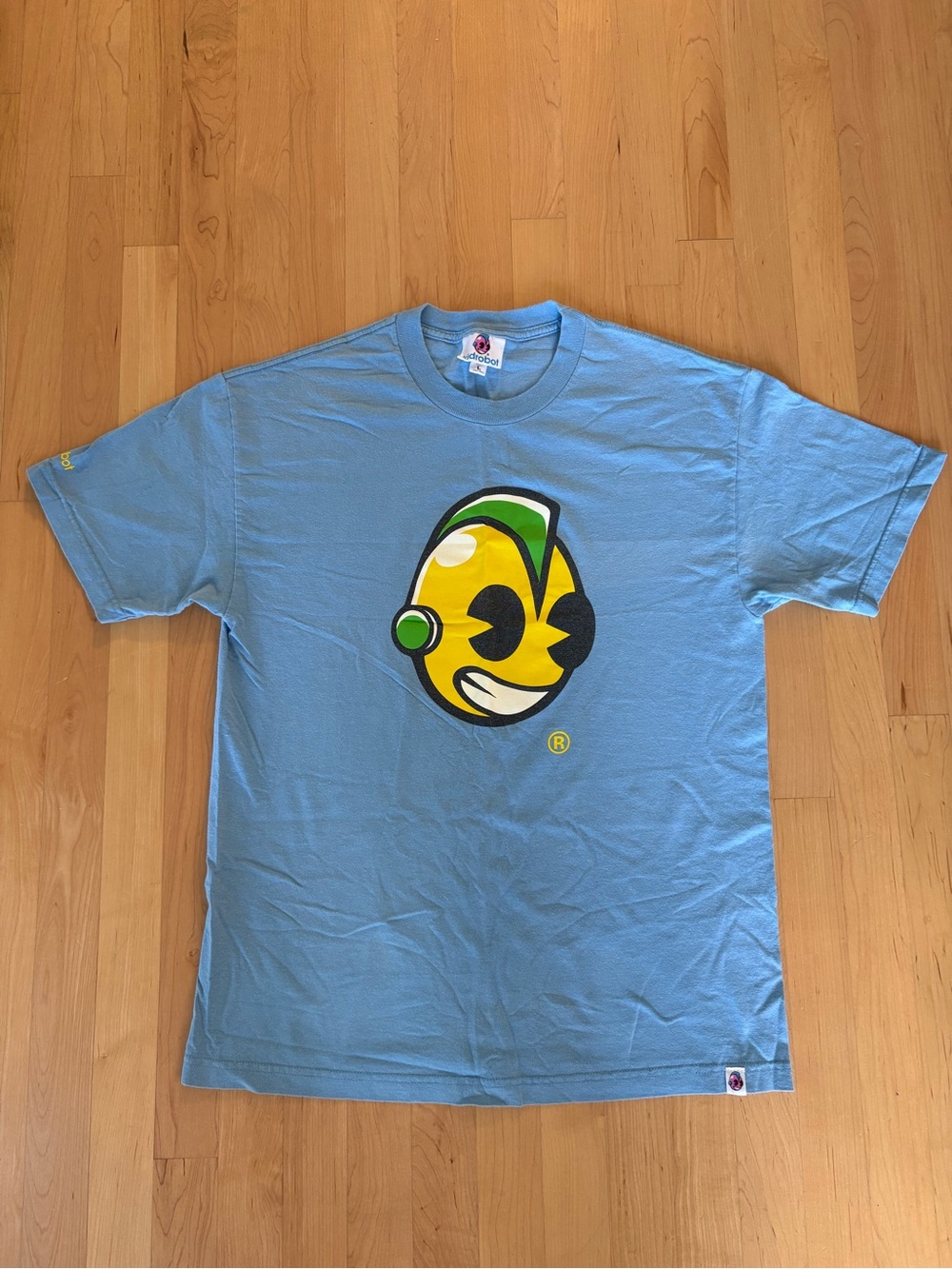 Vintage Kid Robot Light Blue Men’s Graphic Logo T-shirt Size L